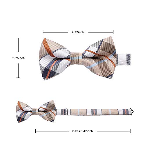 Hisdern 3/6 Pack Bow Ties For Men Paisley Plaid Dot Pre-Tie Bow Tie And Pocket Square Formal Bowties Handkerchief Set Adjustable #TOP2