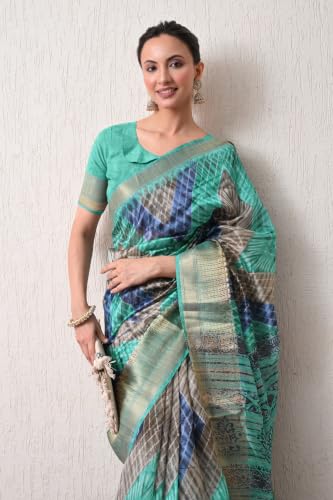 Image of MIRCHI FASHION Women Saree Cotton Silk Batik Block Printed | Breathable Office Wear and Regular Use Sari with Blouse Piece