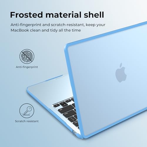 Image of BlueSwan Anti-Cracking Case for MacBook Air 13 inch, M5 2026 M4 M3 M2 2025-2022 A3449 A3240 A3113 A2681, Drop Protection Soft TPU Bumper PC Base for Air 13.6 inch, Frosted Sky Blue