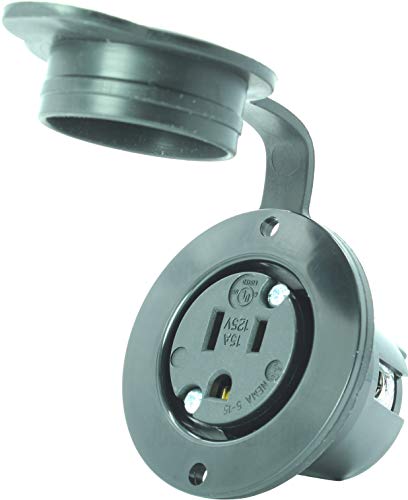 Journeyman-Pro 5279 15 Amp 120-125 Volt, NEMA 5-15 Flanged Outlet, Black Commercial Grade