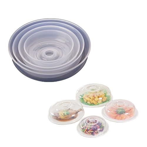 Cyrank Mikrowellen Abdeckung, Mikrowellenabdeckhaube Für Lebensmittel, Mikrowellen-Spritzschutz, Wiederverwendbare Kunststoff-Mikrowellen Platte Abdeckung, Transparente Teller-Abdeckungen(14cm)