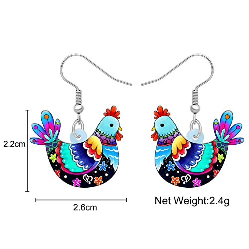 Acrylic Drop Hen Chicken Earrings Funny Farm Design Lovely Gift For Girl Women By The Bonsny (Sky) #TOP5