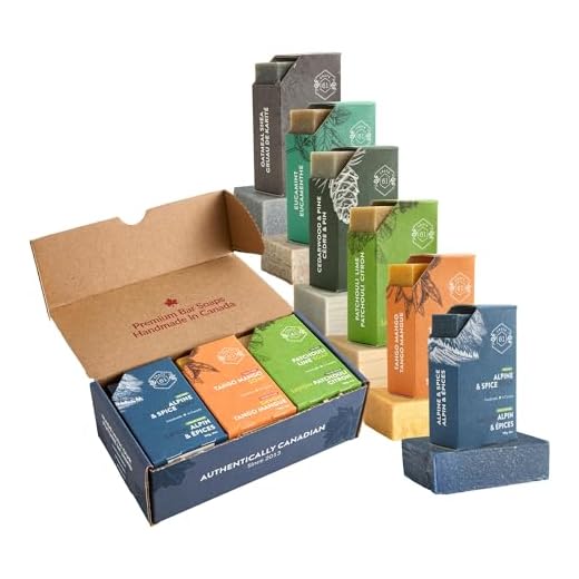 Crate 61 Organics, Handmade in Canada, Plant Based Cold Process Natural Bar Soap, With Premium Essential Oils, Dry Skin, Pack of 6 (For Him)