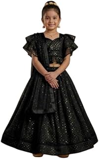 GAURIKIRAN FASHION Girls Sequins Lehenga Choli Set Traditional Ethnic Skirt Outfit for Kids Festive Lehenga with Stylish B... Price In India