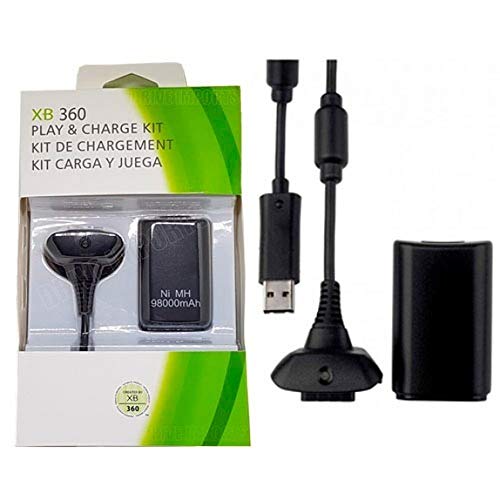 Kit Controle Wireless Xbox 360 Slim FR-303 + Bateria Carregador Play Charge