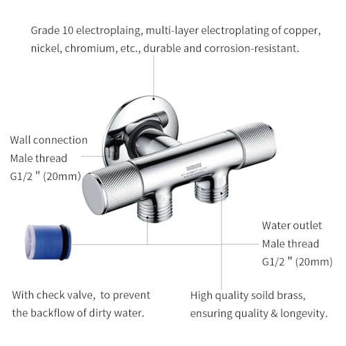 Vanne d'angle d'eau en laiton robinet arrêt double sortie G1/2 pour cuisine - 5