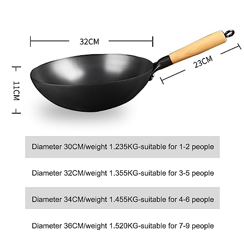 Wok de hierro tradicional chino con mango de madera, 36 cm miniatura 6