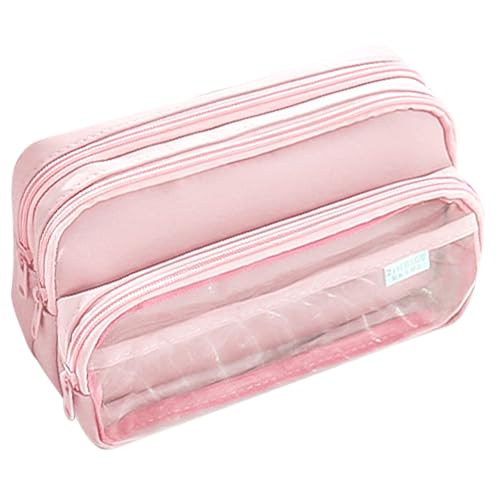 MLPKOI Big Capacity Pencil Case, Large Pencil Case Big Capacity, Aesthetic Pencils Bag, Pouch 4 Compartments, Pen Bag Secondary School Essentials Supplies, for Kids Teenagers Students Women Men, Pink