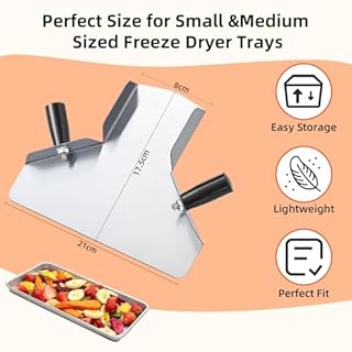 Hillban Freeze Dryer Scoop with Double Handle, Stainless Steel Food Scoop Compatible with Harvest Right Trays, Freeze Dryer Accessories, Quick Fill Tool for Popcorn, French Fries, Skittles, Snacks