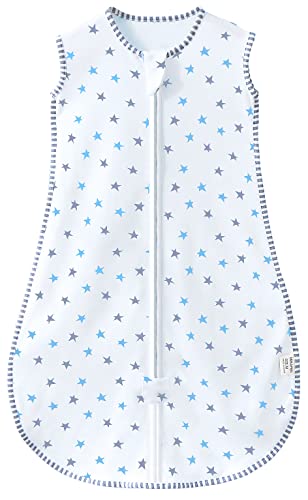 MIKAFEN Baby Sleeping Bag Spring and Summer 1.0Tog,100% Organic Cotton Sleeveless Baby Sleeping Sack/Baby Swaddle (graystars 6-14months)