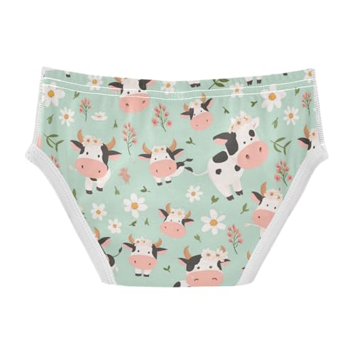 Wusikd Cute Cow White Boys' Underwear Cotton Flowers Leaves Boys Briefs Soft Toddler Underwear 2T2