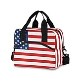 FANTAZIO Bolsa de almuerzo aislada los Estados Unidos hombres y mujeres suave refrigerador almuerzo caja con correa de hombro, a prueba de fugas, 19 latas