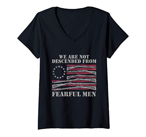 Mujer Betsy Ross Flag - We Are Descended From Fearful Men Vintage Camiseta Cuello V