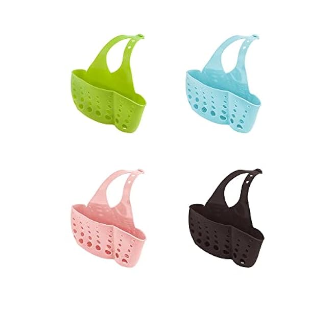 Adjustable Kitchen Sink Drain Sponge Holder Brush Rack Sink Caddy Organizer Soap Dishwashing Liquid Drainer Kitchen Tools Brown Clever