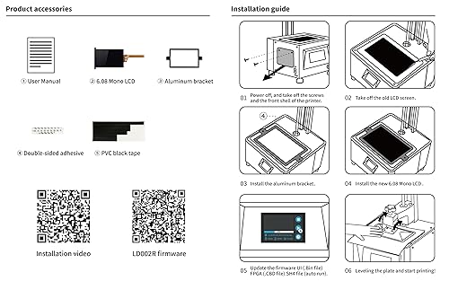 2K Monochrome LCD Upgrade Kit Replacement for Creality LD002R,6.08 Inch Mono Screen with 1620x2560 Resolution(Screen kit for LD002R) - Image 2