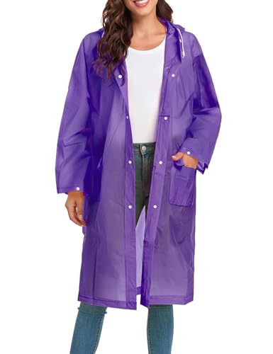 Image of Raincoats for Women Men Reusable Portable Waterproof EVA Long Rain Ponchos with Hoods