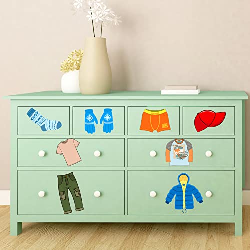 4 Sheets (32 Count) Removable Dresser Clothing Decals For Wardrobe Clothing Classification Label Clothing Sort Stickers For Kids Wardrobe Drawer Organizing Home Bedroom Decoration (Boy Style) #TOP4