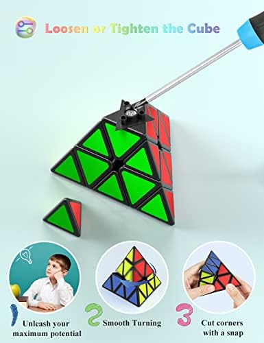 ROXENDA Pyramid Cube, Triangle Speed Cube; Super-Durable Smooth with Vivid Colors - Easy to Turn
