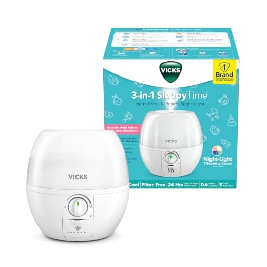 Vicks Filter-Free 3-in-1 SleepyTime Humidifier, Diffuser and Night-Light, Visible Ultrasonic Cool Mist Humidifier with Essential Oil Diffuser for Baby and Kids, White, Standard