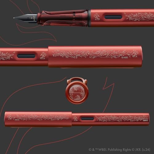 Image of Lamy AL-star Harry Potter Gryffindor Fountain Pen - Special Edition Fountain Pen with Engraving of the House - Steel Nib in Line Width M - Lightweight Aluminium Housing - Includes T10 Blue Ink