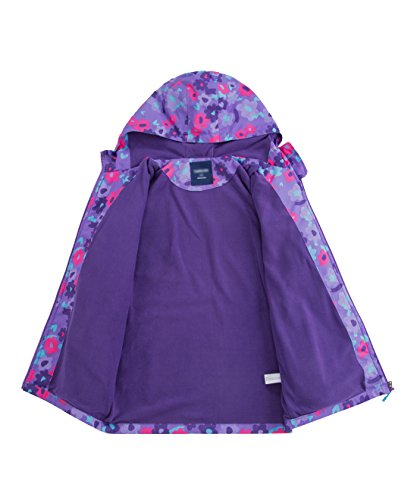 M2C Girls Outdoor Floral Fleece Lined Light Windproof Jacket With Hood 10/12 Violet #TOP2