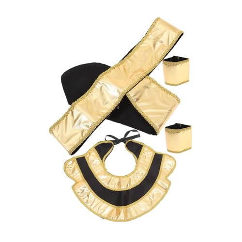 Alipis Men's Costume Accessory Kit Hat Collar Belt Cuffs Full Set for Cosplay Halloween Theme Events