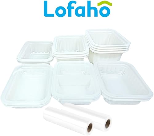 Miniatura 2 de Lofaho Paquete de 30 recipientes de almacenamiento de alimentos de 10 a 47 onzas con película de tapa (fácil de despegar y hermética) para cocina,