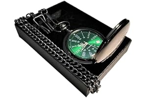 Engraved Vintage Pocket Watch with Green Dial and Roman Numerals