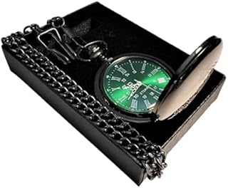 Engraved pocket watch, Green dial watch with Roman numerals, comes with ...