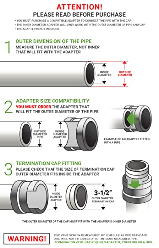 Pvc Termination Cap Mesh Screen Vent Cover, Furnace & Roof Vent Cap, Stainless Steel Wire Round Exhaust Pipe Cover End 3" Inner & 3.5" Outer Diameter #TOP6