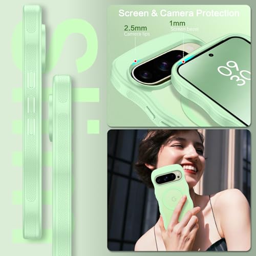 BENTOBEN Magnetic for Google Pixel 10 Pro Case Cute, Curly Wavy Pixel 10Pro Case [Compatible with MagSafe] Anti-Slip Bumper Matte Slim Women Men Boys Phone Cover for Google 10Pro 6.3", Matcha Green by BENTOBEN - Used condition - Image 6
