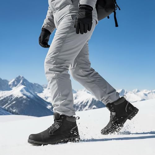 Image of CC-Los Men's Winter Snow Boots with Sherpa Fleece Lining Waterproof Slip-Resistant Insulated