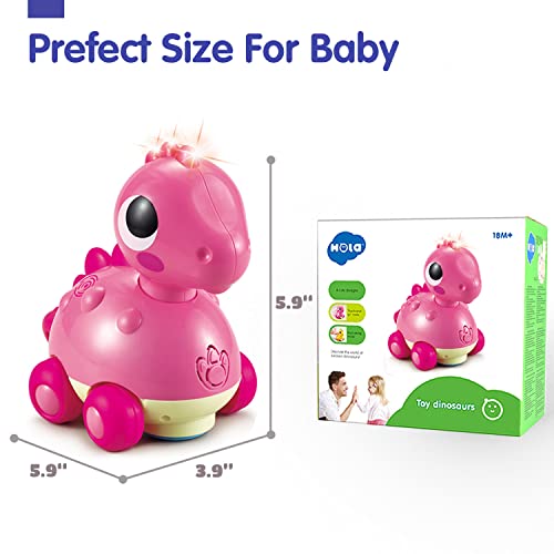 Miukids Baby Girls Toys 18 Months Touch & Go Crawling Dinosaur With Light Up And Music For 18 Months Old Infant And Toddler - Pink #TOP6