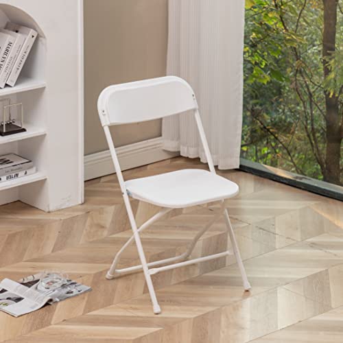 BTEXPERT Folding Card Portable, 32" Round Plastic Table 3 Adult Chairs for Board Games Nights Gatherings Party Home Indoor Outdoor Lightweight, 4 Piece Set, White & Granite White by BTEXPERT - Image 3