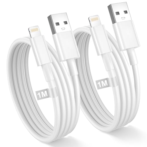 Cable iPhone Carga Rapida 1M 2Pack, Cable Lightning USB [Apple MFi Certificado] cable Cargador iPhone Lightning Carga Rapida para Apple iphone 14/13/12/11/Pro/Pro Max/X/8/7/6 Plus/5/SE,iPad Air/Mini