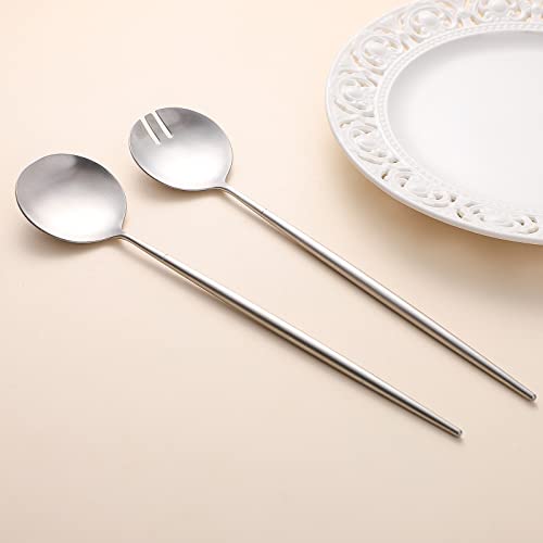 Zerophilo Salad Servers,Spoon And Fork Set 11.41 Inch,18/10 Stainless Steel Salad Serving Silver thumb #3