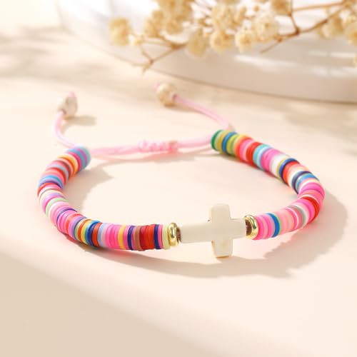Image of Baptism Gifts for Girl, Catholic Cross Bracelet First Holy Communion Baptism Confirmation Decorations Favors for Daughter Granddaughter Niece Goddaughter