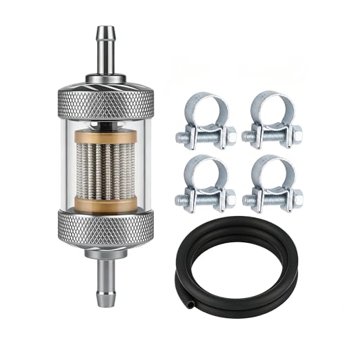 1/4 Universal Fuel Filter 8mm Inline Fuel Filter with Clear View for Motorcycle ATV Dirt bike Classic bikes and Small gasoline Engines
