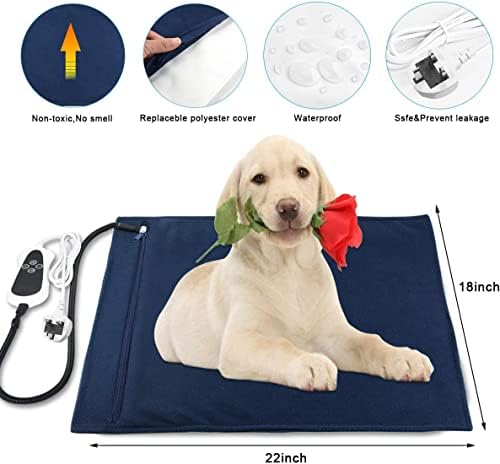 RIOGOO Pet Heating Pad Large, 22x 18Inch Dog Cat Warming Pad Electric Heating Pad for Dogs and Cats Indoor Warming Mat with Auto Power Off (UK)