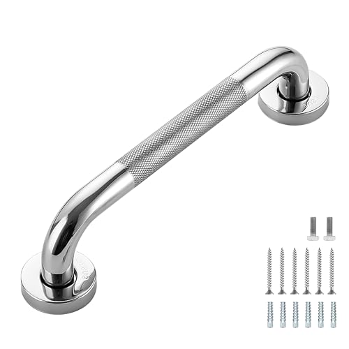 Grab Bars for Shower, 1 Pack 12-Inch Anti Slip Shower Handles for Elderly, Safety Shower Grab Bar, Stainless Steel Handicap Grab Bars for Bathroom (Polished Nickel 1" Diameter)