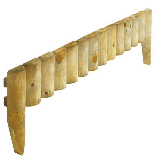 PaMeer 1M Wooden Garden Fence Log Roll Border Edging Decorative Fences for Lawn Edging Garden Edging Picket Fence Edging Small Fence Borders Pack of 4 (Natural)