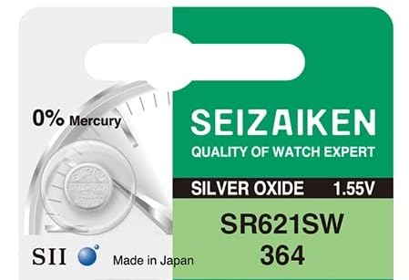 Image of SR621SW 364 1.55V Silver Oxide Batteries SEZ- Pack of 1 Batteries