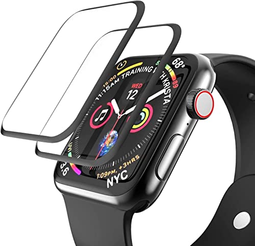 EWUONU [2 Pack] Apple Watch Series 9 Series 8/7 Screen Protector 41mm Tempered Glass, 3D Full Coverage [Easy Installation Frame] Waterproof Bubble-Free Anti-Scratch HD Clear Film for iWatch Series 9/8/7 41mm
