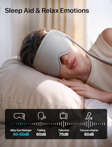 ALLJOY Eye Massager with Heat & Remote, Rechargeable Airbag Heated Eye Mask for Eye Relax, Heated Eye Massager Mask, Low Noise Reduce Dry Eye Improve Sleep, Gifts for Women Men