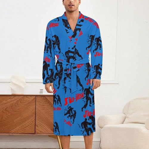 Jiu-Jitsu Soft Robe Long Sleeve Bathrobes V Neck Sleepwear Spa Robes with Belt Men Woman2