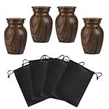 Mini urnas para cenizas humanas, juego de 4, grano de madera de té café