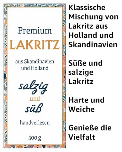 500g Premium Lakritzmischung. Handverlesene Lakritz-Spezialitäten aus Skandinavien und Holland, süße und salzige Mischung. Als Geschenk oder zum selbst genießen