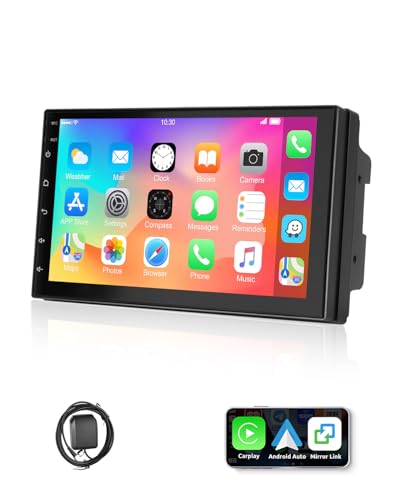 ESSGOO 4+64G Autoradio mit Wireless Carplay und Android Auto, 7 Zoll Doppel 2 Din HD Bildschirm Auto Radio Display mit Bluetooth, Voice Control Mirror Link GPS FM RDS SWC