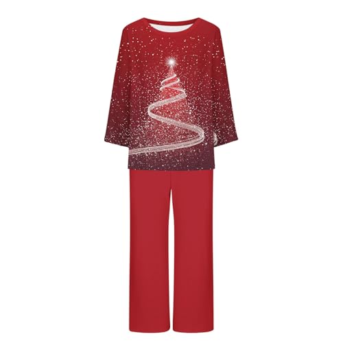Conjunto de pijama para mulheres, ajuste solto, combinando, festival, Natal, calça de pijama, conjun
