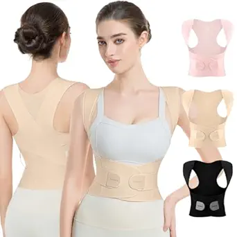 Babaka Posture Corrector for Women, Lightweight Adjustable Back Brace for Upper and Lower Back Pain Relief, Hunchback, Scoliosis, Spine Support, Beige, Large